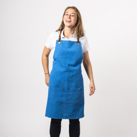 Tablier en lin lavé adapté pour les professionnels. Tablier léger en matière naturelle. Large espace de personnalisation