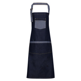 Tablier avec bavette denim contrasté